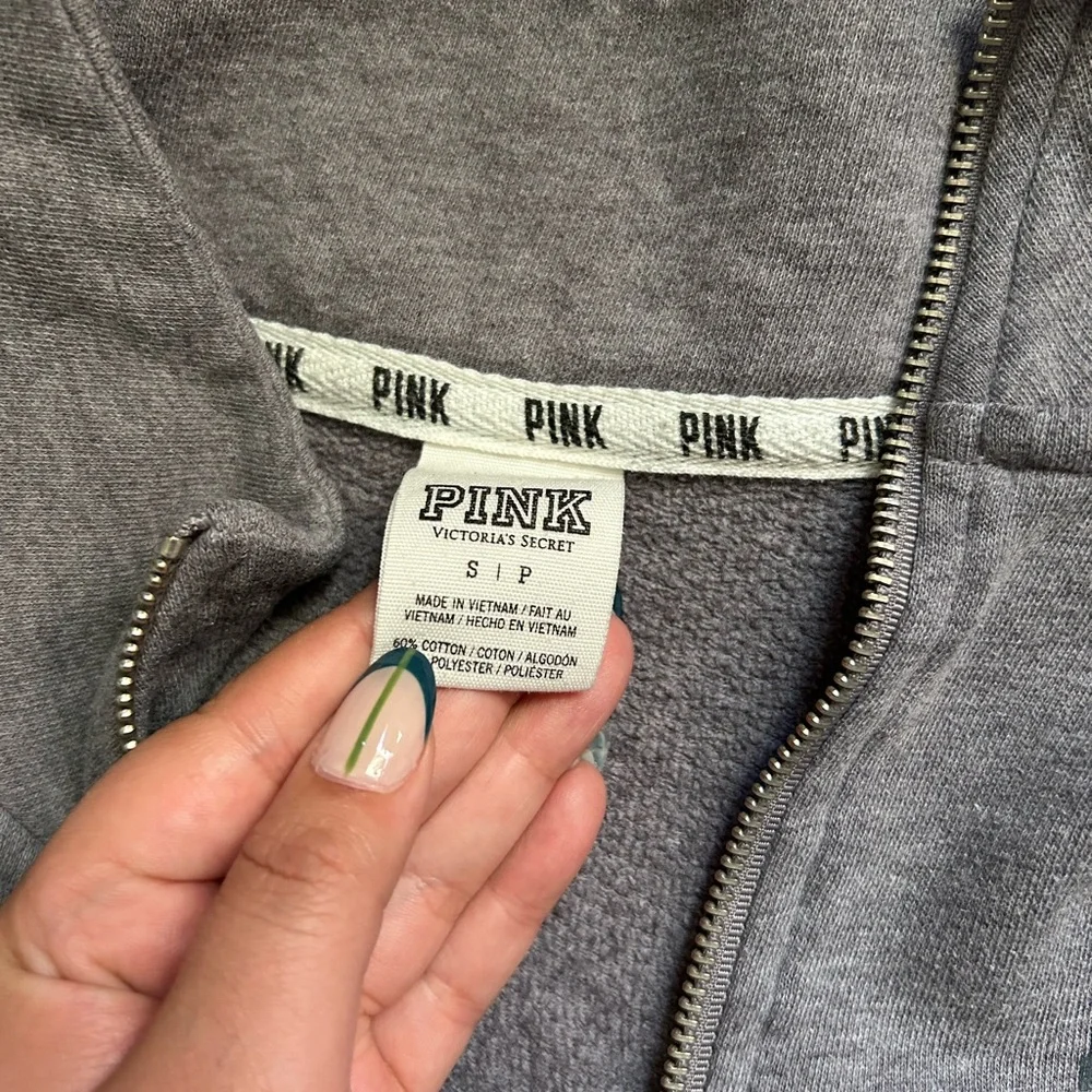 Pink by Victoria’s Secret gray women quarter zip size small no flaws - Picture 2 of 3